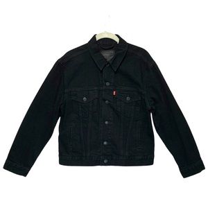 Levi's Premium Big "E" Denim Trucker Jacket Men's Sz S Black Casual Cotton